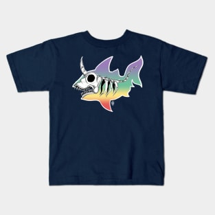 Unicorn Shark Skeleton Kids T-Shirt